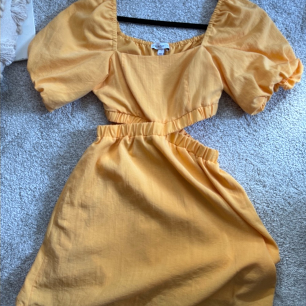 Mango Cutout Dress with Puff Sleeves